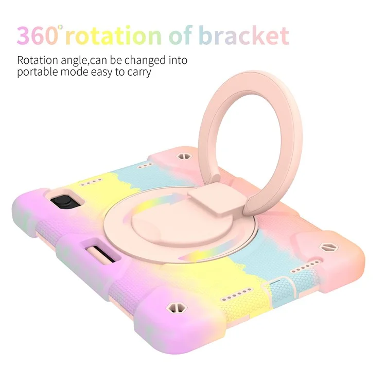 Pour Ipad Mini (2021) Kickstand Tablet Coloré Case Hard PC + Couvercle de Choc Hybride en Silicone Doux Avec Support de Crayon et Bandoulière - or Rose Coloré