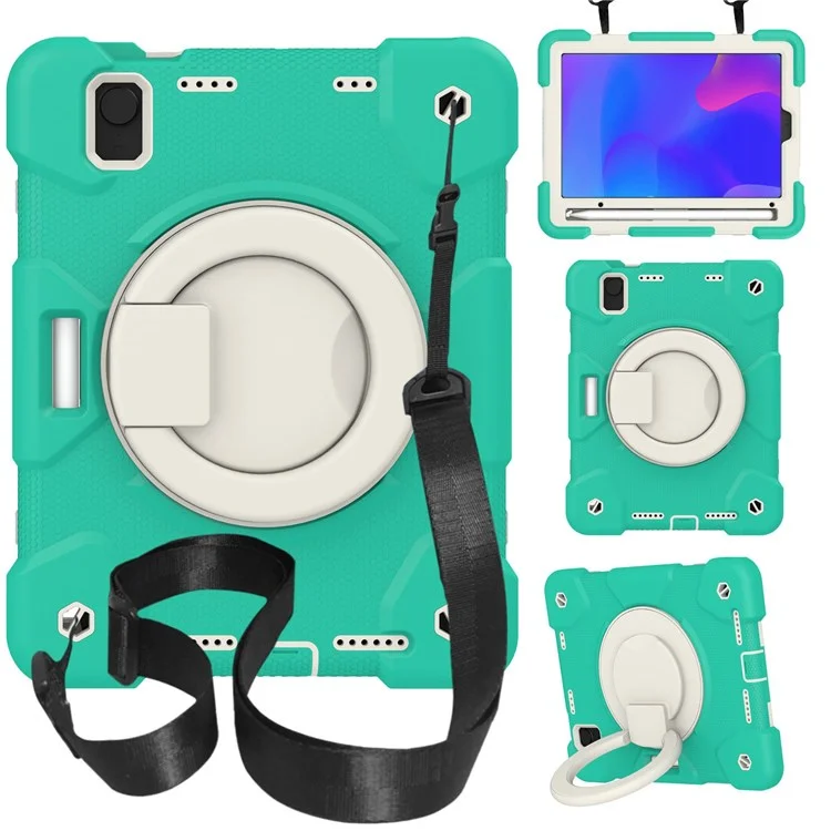 Pour iPad mini (2024) / mini (2021) Étui en plastique dur + silicone souple antichoc avec support et porte-crayon - Vert menthe