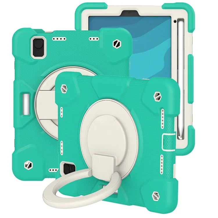 Pour iPad mini (2024) / mini (2021) Étui en plastique dur + silicone souple antichoc avec support et porte-crayon - Vert menthe
