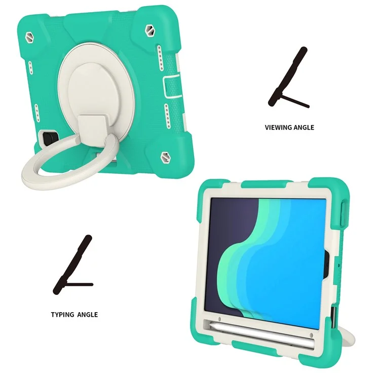 Pour iPad mini (2024) / mini (2021) Étui en plastique dur + silicone souple antichoc avec support et porte-crayon - Vert menthe