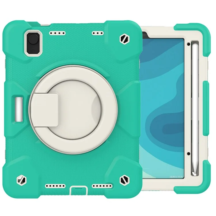 Pour iPad mini (2024) / mini (2021) Étui en plastique dur + silicone souple antichoc avec support et porte-crayon - Vert menthe