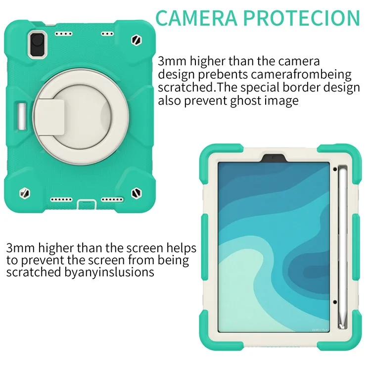 Pour iPad mini (2024) / mini (2021) Étui en plastique dur + silicone souple antichoc avec support et porte-crayon - Vert menthe
