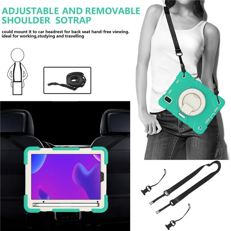 Pour iPad mini (2024) / mini (2021) Étui en plastique dur + silicone souple antichoc avec support et porte-crayon - Vert menthe