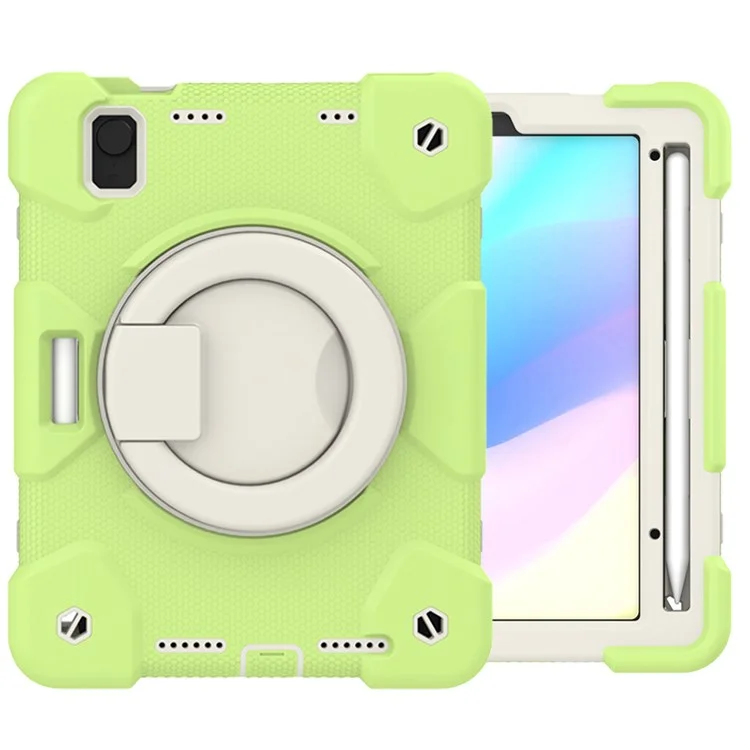 For iPad mini (2024) / mini (2021) Case Hard PC + Soft Silicone Shockproof Kickstand Cover with Pencil Holder and Shoulder Strap - Matcha Green