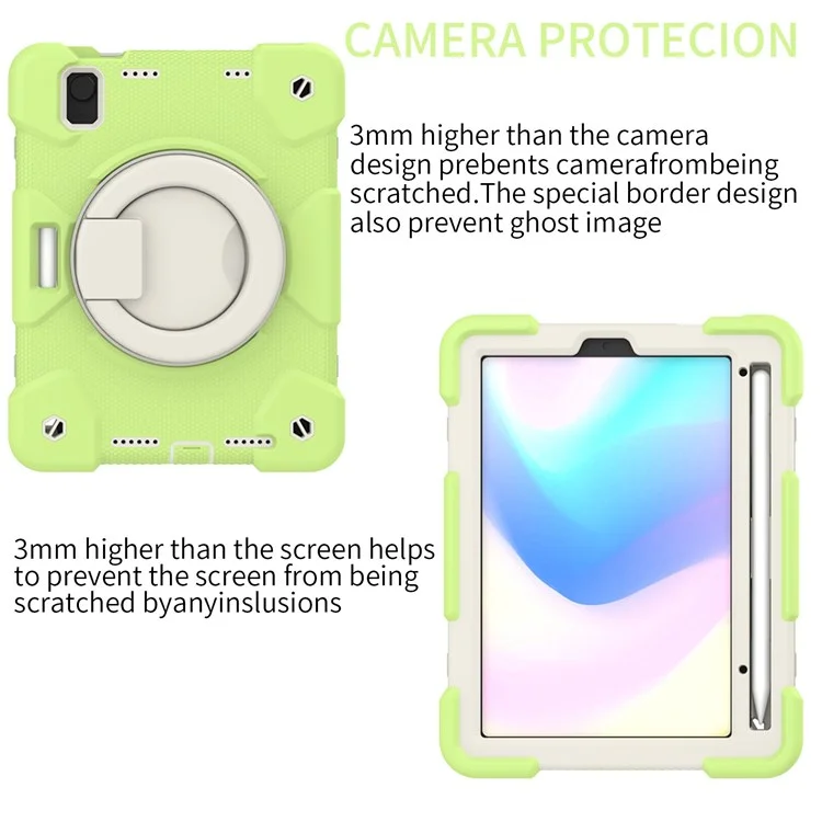 For iPad mini (2024) / mini (2021) Case Hard PC + Soft Silicone Shockproof Kickstand Cover with Pencil Holder and Shoulder Strap - Matcha Green