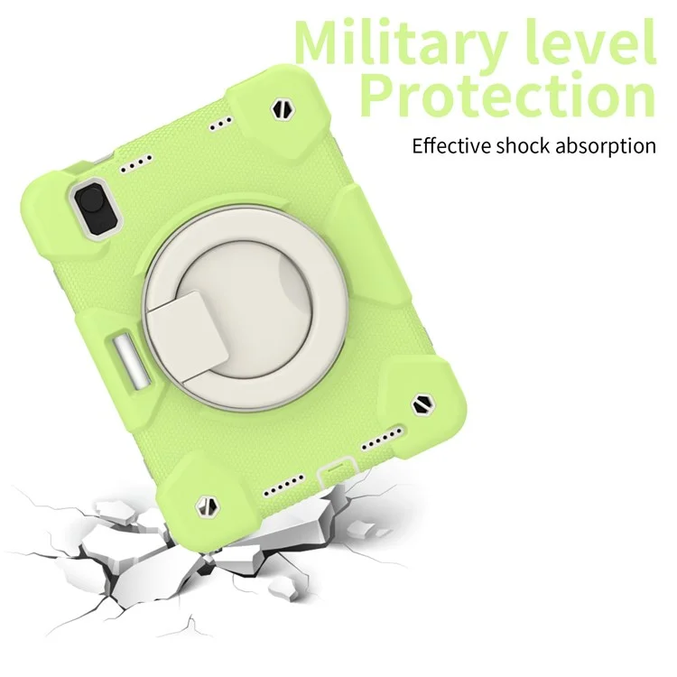 For iPad mini (2024) / mini (2021) Case Hard PC + Soft Silicone Shockproof Kickstand Cover with Pencil Holder and Shoulder Strap - Matcha Green