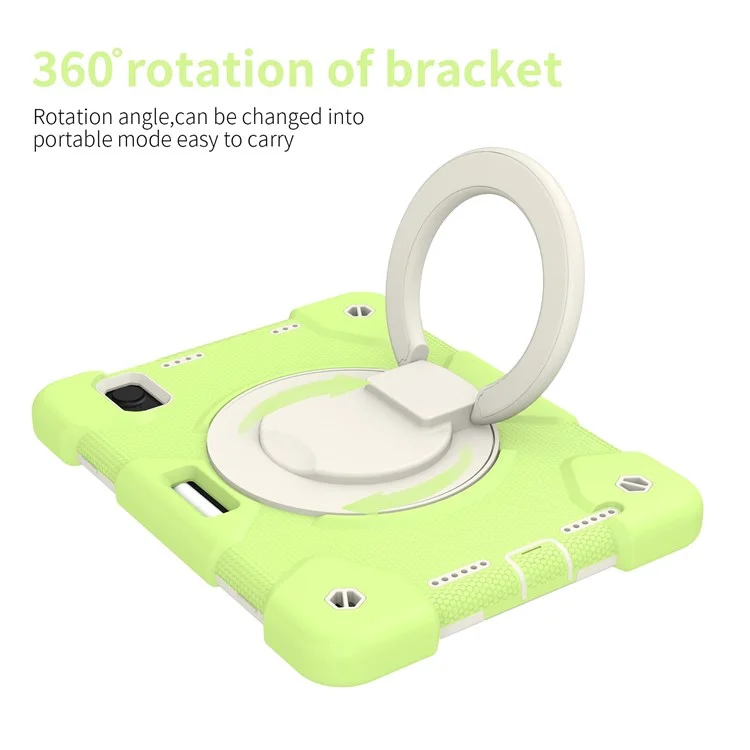 For iPad mini (2024) / mini (2021) Case Hard PC + Soft Silicone Shockproof Kickstand Cover with Pencil Holder and Shoulder Strap - Matcha Green