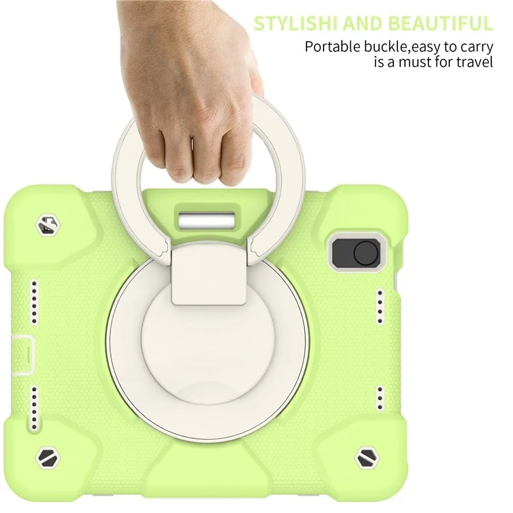 For iPad mini (2024) / mini (2021) Case Hard PC + Soft Silicone Shockproof Kickstand Cover with Pencil Holder and Shoulder Strap - Matcha Green