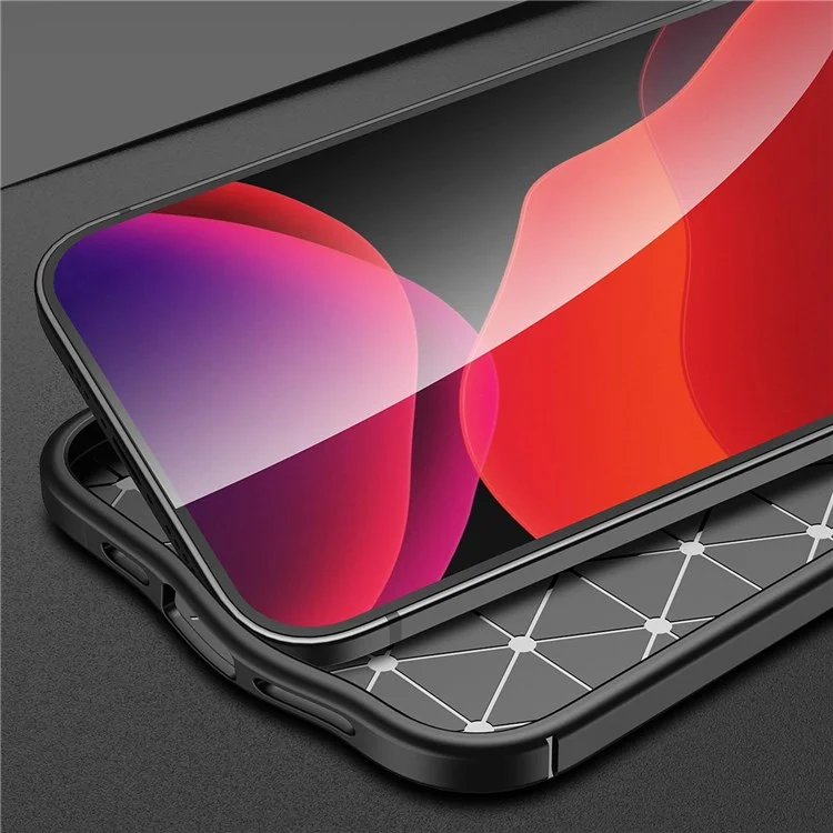 Pour iPhone 14 Plus 6,7 pouces Litchi Texture Non-slip Grip Case Soft TPU Anti-Scratch Protective Cover - Noir