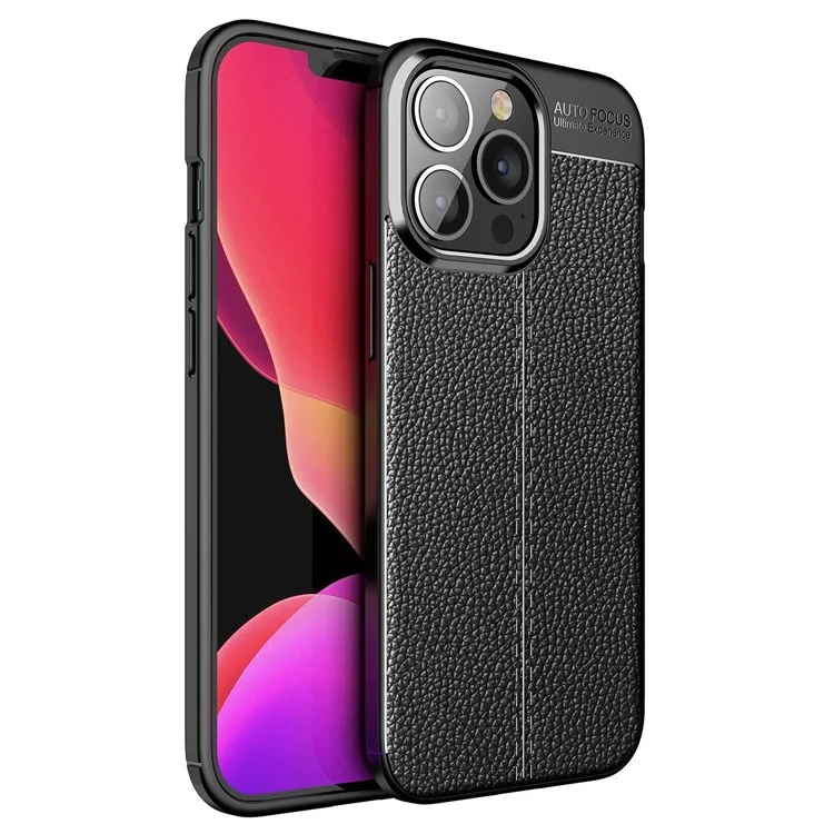 Para iPhone 14 Pro Max 6,7 polegadas Mesh Heat Dissipation Design Back Case Litchi Texture TPU Drop Protection Non-Slip Cover - Preto