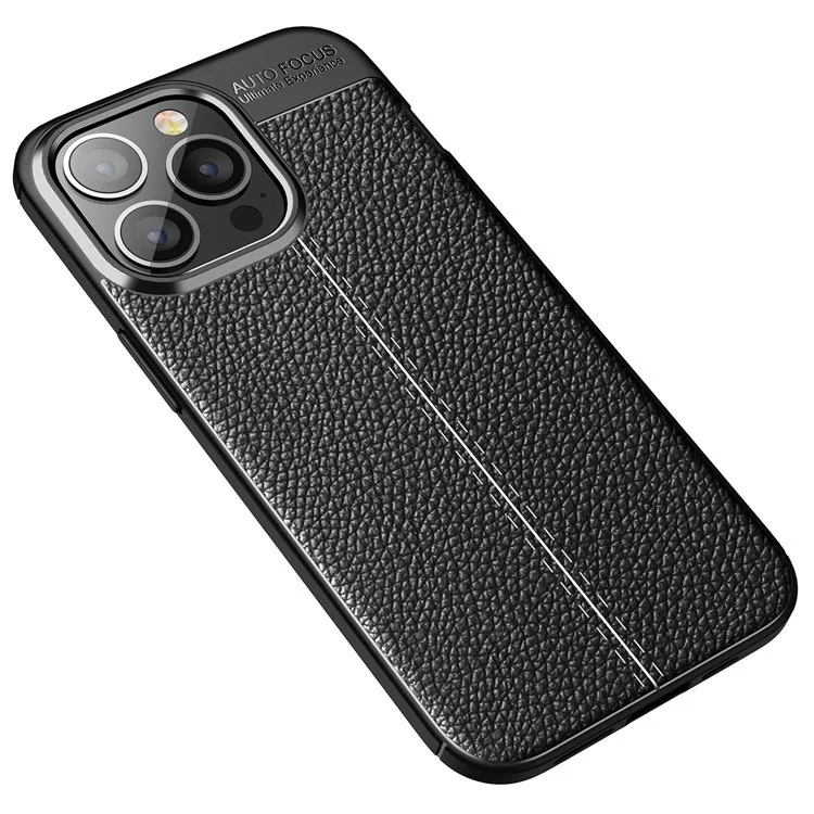 Для iPhone 14 Pro 6.1 дюйма Litchi Texture Shockproof Cover Flexible TPU Shockproof Anti-Scratch Heat Dissipation Case - Black