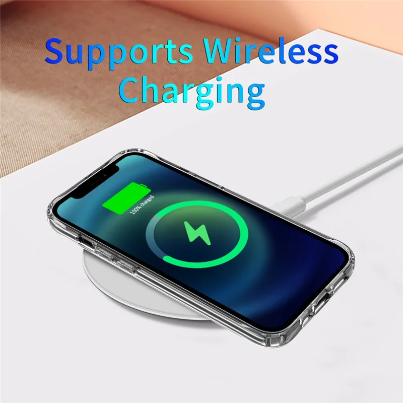 For iPhone 14 6.1 inch Wireless Charging Hard Acrylic+Soft TPU Phone Case Corner Protection High Impact Protective Clear Shell