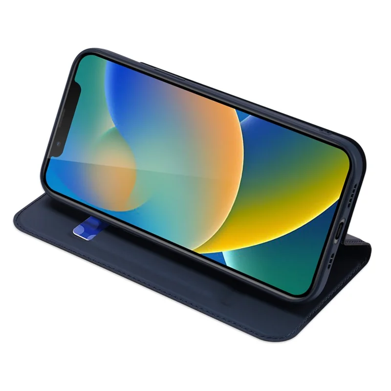 DUX DUCIS Skin Pro Series Folio Flip Leather Case for iPhone 14 6.1 inch, Card Holder Foldable Stand Phone Cover - Blue