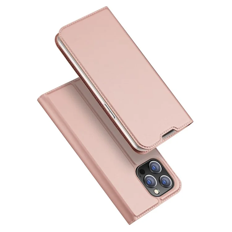 DUX DUCIS Skin Pro Series for iPhone 14 Pro 6.1 inch Card Holder Phone Case PU Leather + TPU Stand Shockproof Cover - Pink