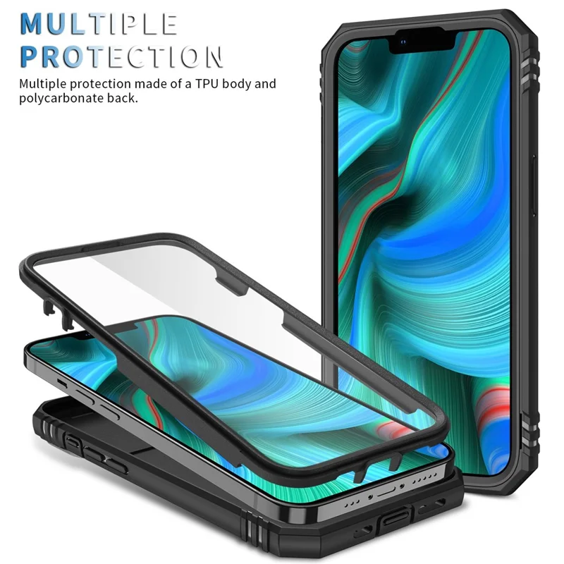 Obudowa z kartą i przesuwanym pokryciem aparatu dla iPhone'a 13 Pro Max 6,7 cala z podstawką PC+TPU z wbudowaną podstawką - Czarny