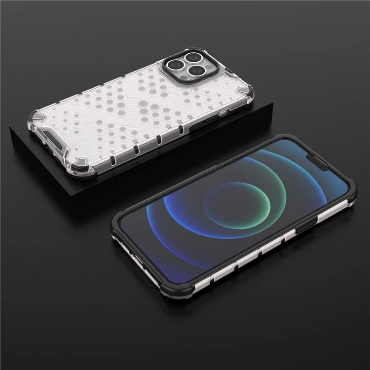 Para IPhone 14 Pro 6.1 Pulgadas Case De Teléfonos Con Textura Honey Cinceleras TPU TPU + PC Cubierta A Prueba De Gota - Gris