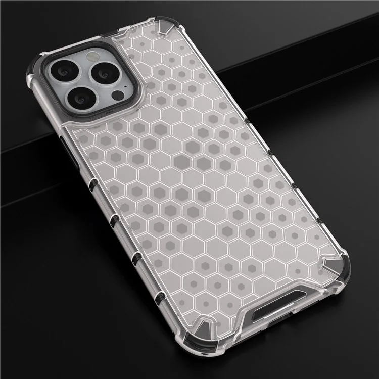 Para IPhone 14 Pro 6.1 Pulgadas Case De Teléfonos Con Textura Honey Cinceleras TPU TPU + PC Cubierta A Prueba De Gota - Gris