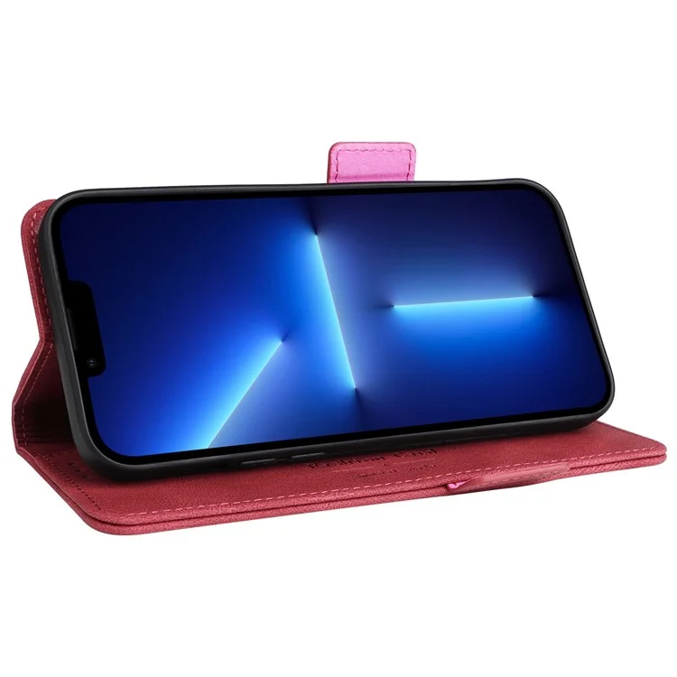 For iPhone 14 Pro 6.1 inch PU Leather Shockproof Hardware Design Phone Case Wallet Stand Anti-scratch Folio Flip Cover - Rose