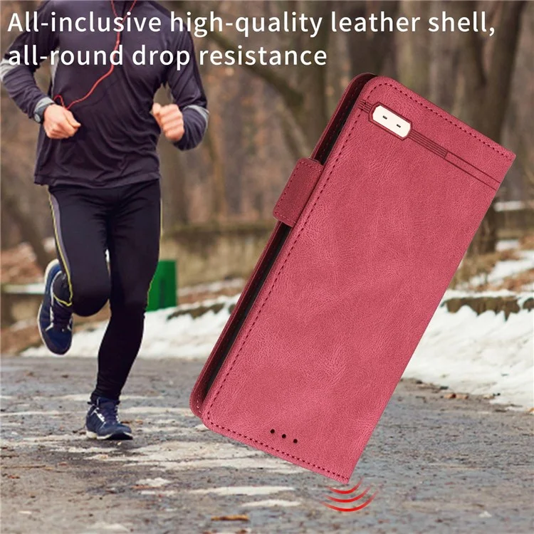 For iPhone 14 Pro 6.1 inch PU Leather Shockproof Hardware Design Phone Case Wallet Stand Anti-scratch Folio Flip Cover - Rose