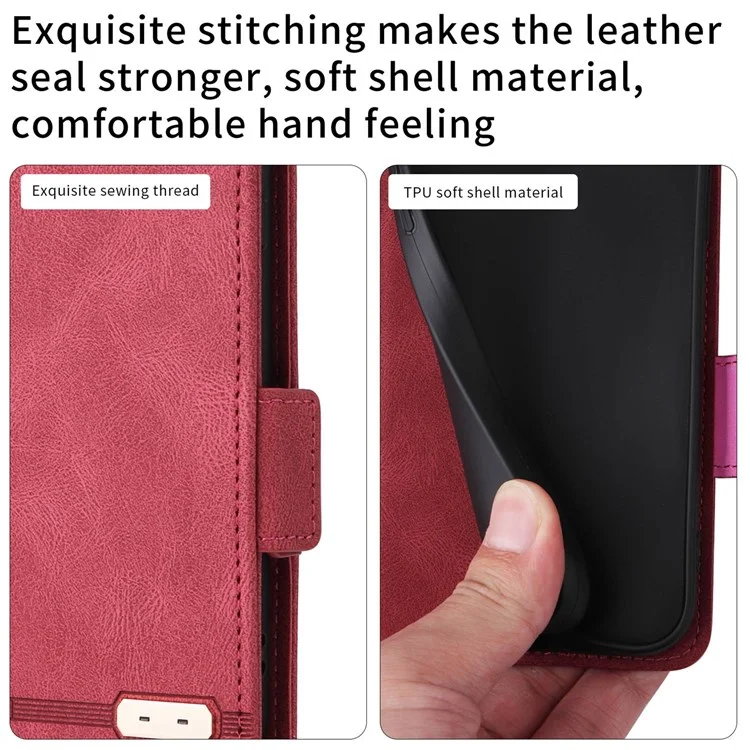 For iPhone 14 Pro 6.1 inch PU Leather Shockproof Hardware Design Phone Case Wallet Stand Anti-scratch Folio Flip Cover - Rose