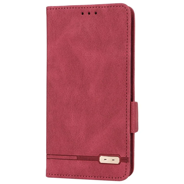 For iPhone 14 Pro 6.1 inch PU Leather Shockproof Hardware Design Phone Case Wallet Stand Anti-scratch Folio Flip Cover - Rose