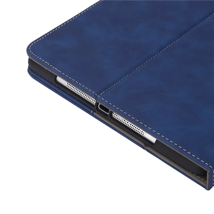 Case de Tableta de Cuero PU Para Ipad 9.7 Pulgadas (2018)/(2017)/iPad Air (2013)/Air 2, Cubierta Protectora Magnética de Billetera Con Ranura Para Lápiz - Azul Oscuro