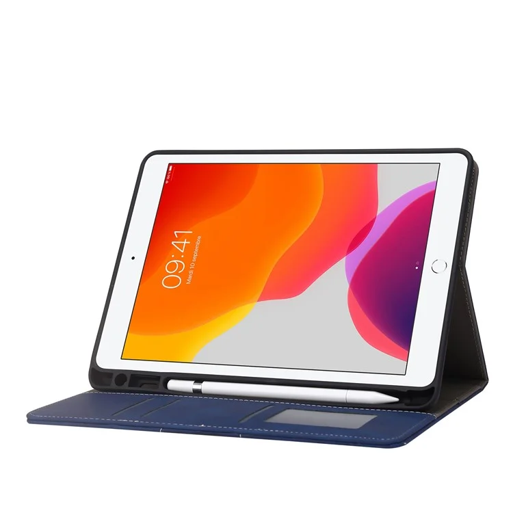 Case de Tableta de Cuero PU Para Ipad 9.7 Pulgadas (2018)/(2017)/iPad Air (2013)/Air 2, Cubierta Protectora Magnética de Billetera Con Ranura Para Lápiz - Azul Oscuro