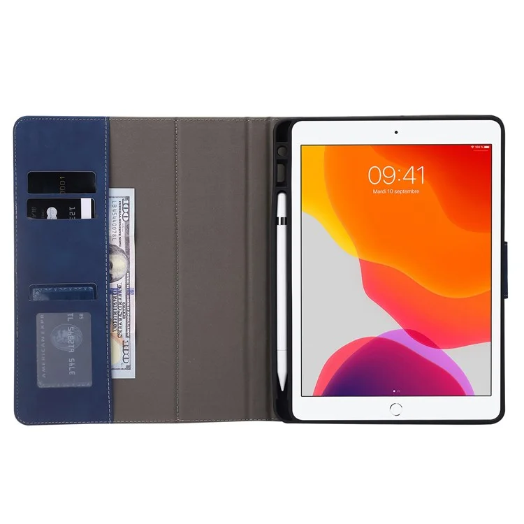 Case de Tableta de Cuero PU Para Ipad 9.7 Pulgadas (2018)/(2017)/iPad Air (2013)/Air 2, Cubierta Protectora Magnética de Billetera Con Ranura Para Lápiz - Azul Oscuro