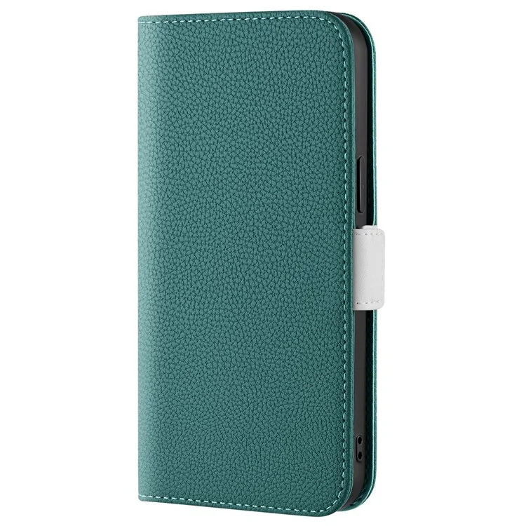 Para iPhone 14 de 6.1 pulgadas Funda de Cuero Magnética con Cartera de Protección Corporal Completa Textura Litchi Color Caramelo - Verde