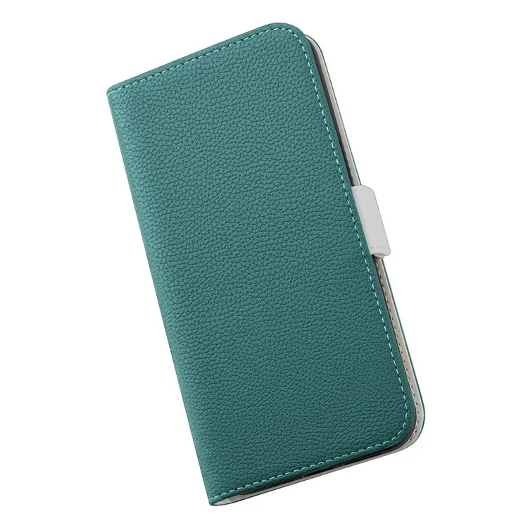 Para iPhone 14 de 6.1 pulgadas Funda de Cuero Magnética con Cartera de Protección Corporal Completa Textura Litchi Color Caramelo - Verde