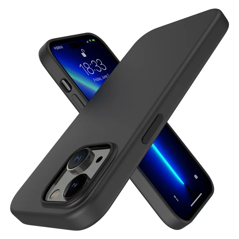 Per iPhone 14 6.1 pollici Custodia in silicone liquido duro PC Anti-impronte digitali Soft Anti-Scratch Fodera in microfibra Custodia per telefono antiurto