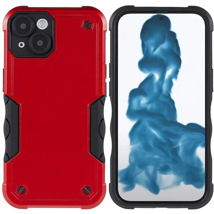 Para IPhone 14 6.1 Pulgadas Case De Teléfonos Celulares PC Anti-Scratch Back + Soft TPU Bumper Cubierta Protectora - Rojo