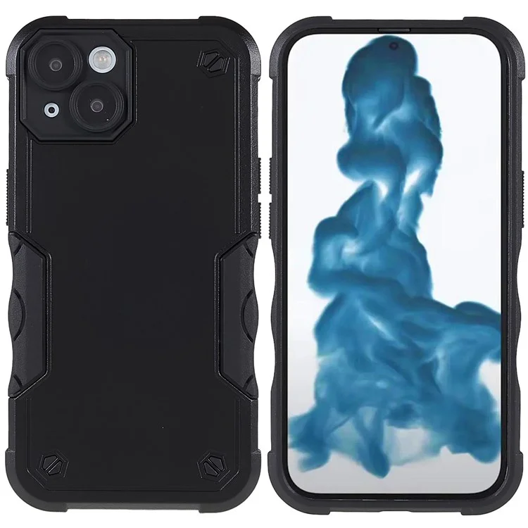 For iPhone 14 Plus 6.7 inch Anti-fall Protection Cellphone Case PC Back + Soft TPU Bumper Protective Cover - Black