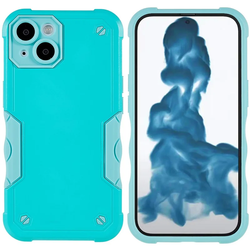For iPhone 14 Plus 6.7 inch Anti-fall Protection Cellphone Case PC Back + Soft TPU Bumper Protective Cover - Mint Green