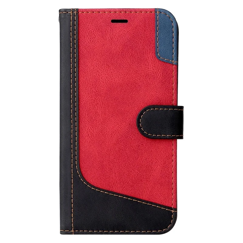 For iPhone 7 4.7 inch/8 4.7 inch/SE (2020)/(2022) Tri-color Splicing Wallet Stand Leather Phone Case Cover with Strap - Black