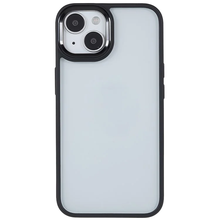 For iPhone 14 6.1 inch Shockproof PC + TPU Cover Metal Camera Lens Frame Metal Buttons Cell Phone Case - Black