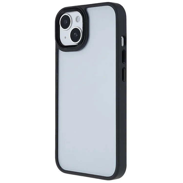 For iPhone 14 6.1 inch Shockproof PC + TPU Cover Metal Camera Lens Frame Metal Buttons Cell Phone Case - Black