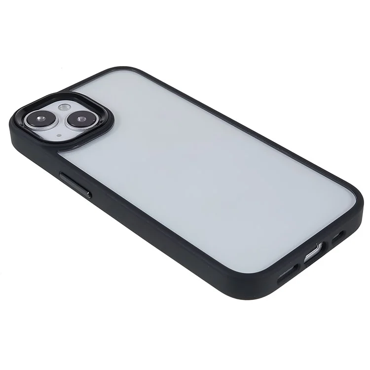 For iPhone 14 6.1 inch Shockproof PC + TPU Cover Metal Camera Lens Frame Metal Buttons Cell Phone Case - Black