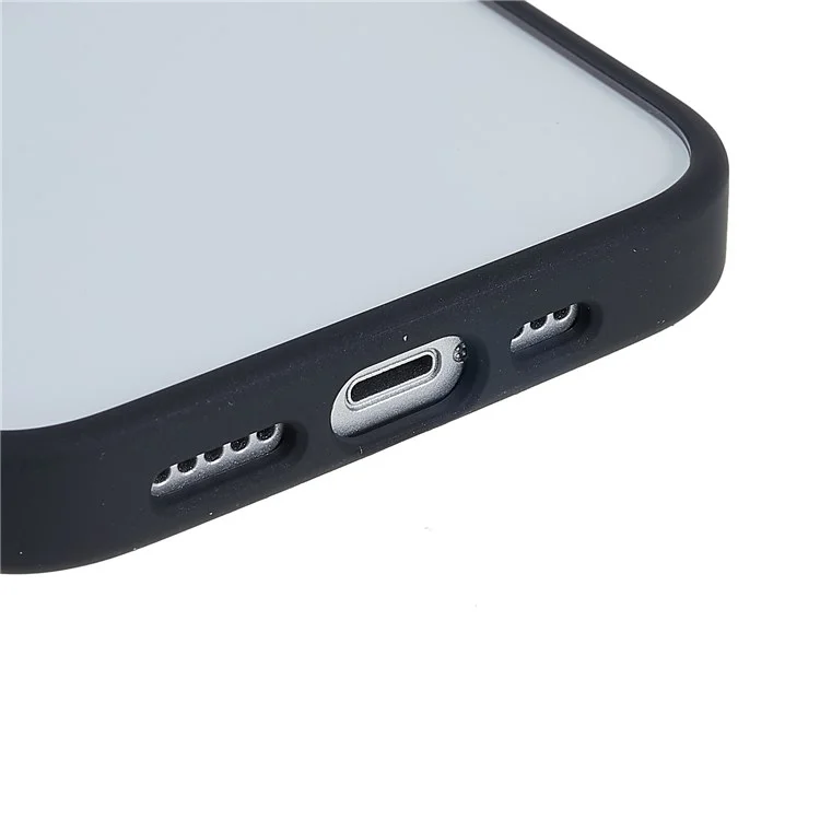For iPhone 14 6.1 inch Shockproof PC + TPU Cover Metal Camera Lens Frame Metal Buttons Cell Phone Case - Black