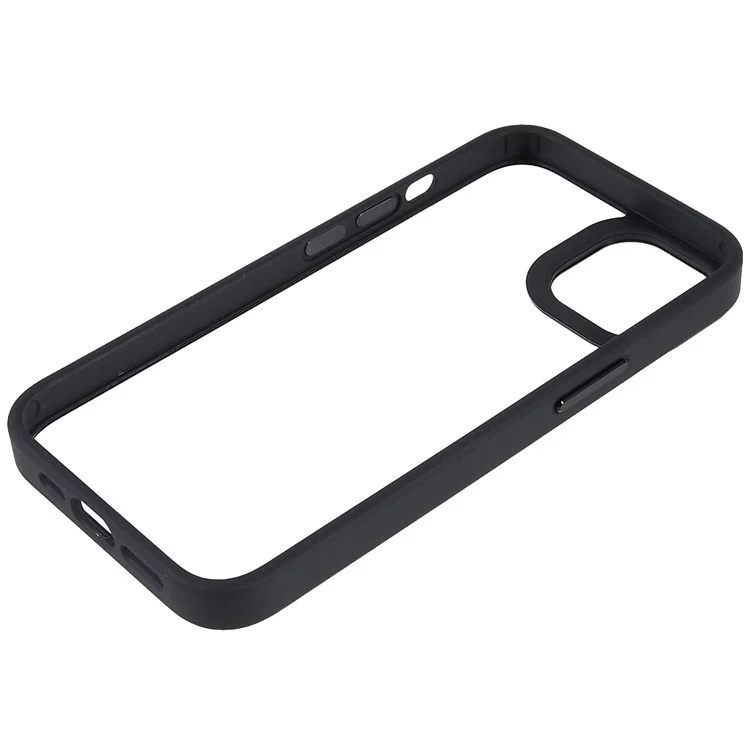 For iPhone 14 6.1 inch Shockproof PC + TPU Cover Metal Camera Lens Frame Metal Buttons Cell Phone Case - Black