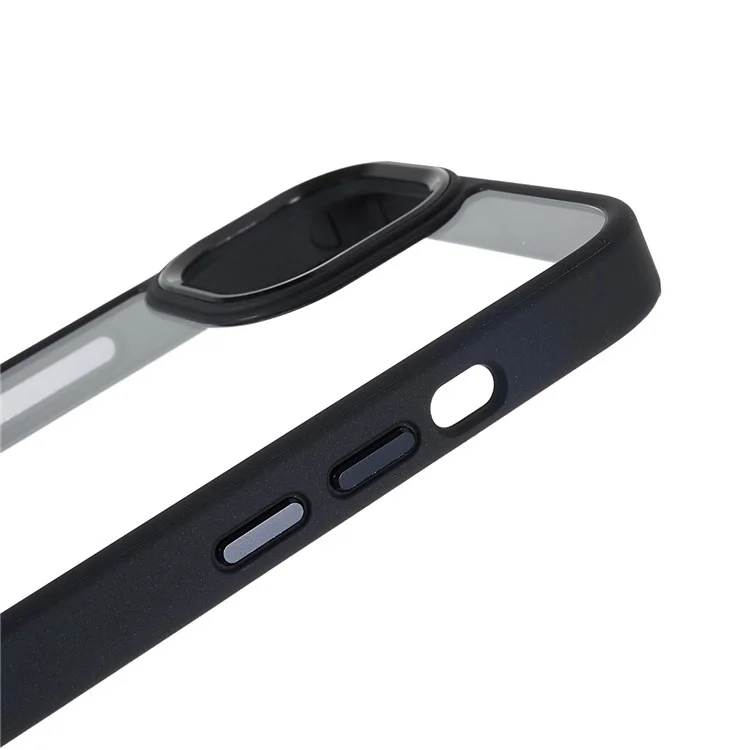 For iPhone 14 6.1 inch Shockproof PC + TPU Cover Metal Camera Lens Frame Metal Buttons Cell Phone Case - Black