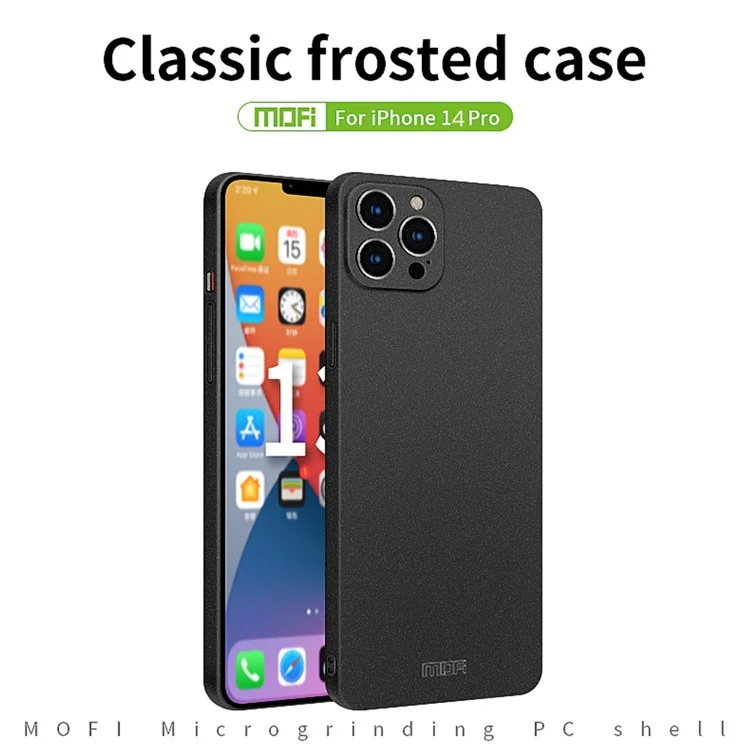 MOFI Shield Matte Series pour iPhone 14 Pro 6.1 pouces Étui de protection dur anti-chute en PC Étui de téléphone fin et protecteur - Noir