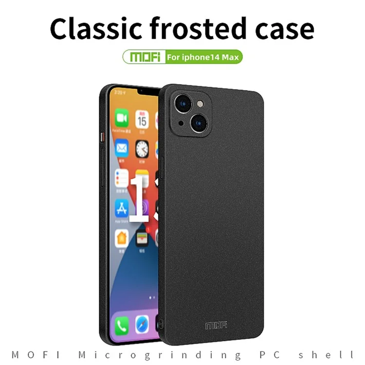 MOFI Shield Matte Series for iPhone 14 Plus 6.7 inch Drop Protection Phone Case Hard PC Back Cover - Black