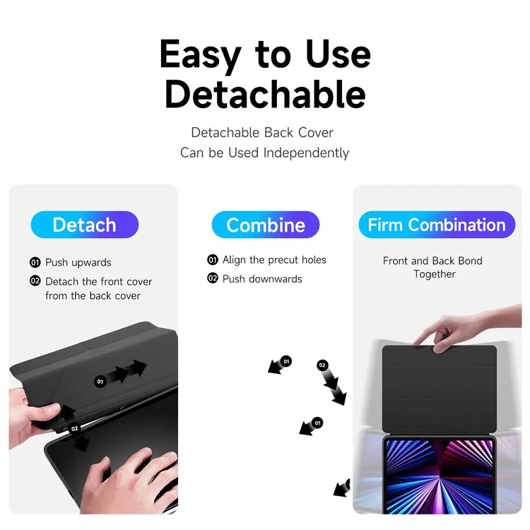 Funda protectora DUX DUCIS Magi para iPad Pro 11 (2022) / (2021) / (2020) Soporte plegable a prueba de golpes Estuche para tableta Soporte de activación/suspensión automática - Negro