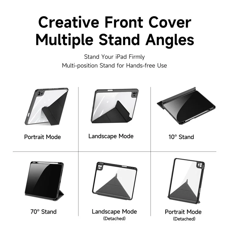 Funda protectora DUX DUCIS Magi para iPad Pro 11 (2022) / (2021) / (2020) Soporte plegable a prueba de golpes Estuche para tableta Soporte de activación/suspensión automática - Negro