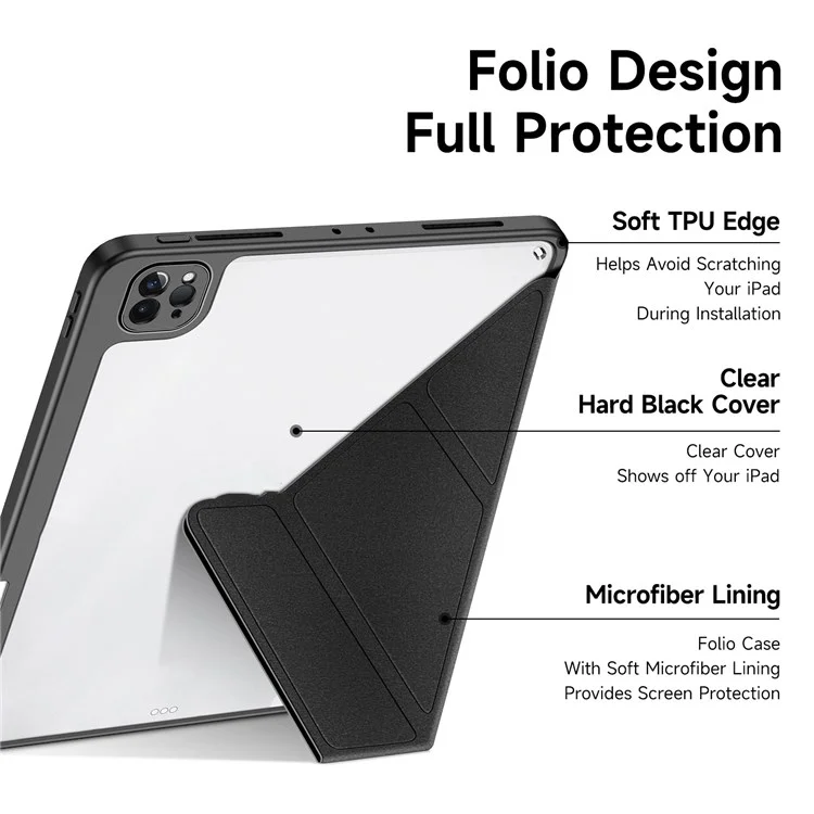 Funda protectora DUX DUCIS Magi para iPad Pro 11 (2022) / (2021) / (2020) Soporte plegable a prueba de golpes Estuche para tableta Soporte de activación/suspensión automática - Negro