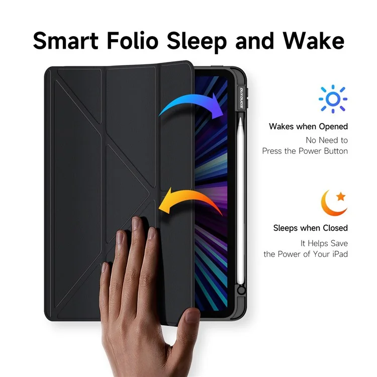 Funda protectora DUX DUCIS Magi para iPad Pro 11 (2022) / (2021) / (2020) Soporte plegable a prueba de golpes Estuche para tableta Soporte de activación/suspensión automática - Negro