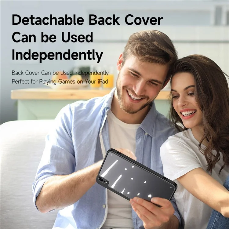 Étui de protection DUX DUCIS Magi pour iPad mini (2024) / mini (2021) Détachable 2-en-1 Cuir+PC+TPU Fonction de réveil / veille automatique Housse de tablette avec support V-Fold - Noir