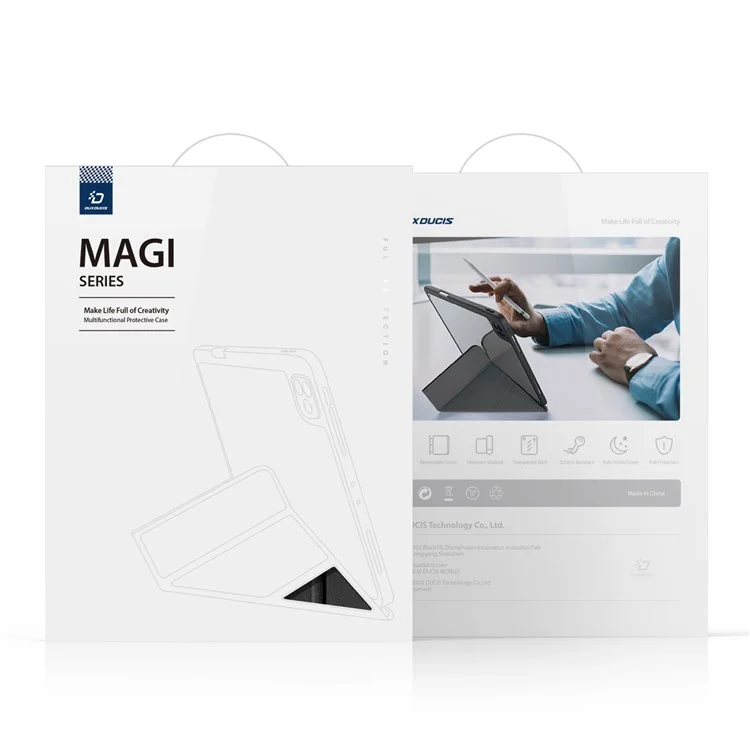 Étui de protection DUX DUCIS Magi pour iPad mini (2024) / mini (2021) Détachable 2-en-1 Cuir+PC+TPU Fonction de réveil / veille automatique Housse de tablette avec support V-Fold - Noir