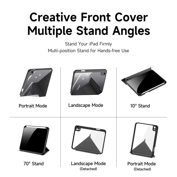 Étui de protection DUX DUCIS Magi pour iPad mini (2024) / mini (2021) Détachable 2-en-1 Cuir+PC+TPU Fonction de réveil / veille automatique Housse de tablette avec support V-Fold - Noir